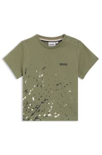 Kids' T-shirt in cotton jersey with printed artwork, Dark Green