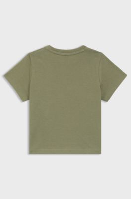 T-shirt f&ouml;r barn i bomullsjersey med tryckt motiv, M&ouml;rkgr&ouml;n