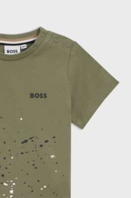 Kids' T-shirt in cotton jersey with printed artwork, Dark Green