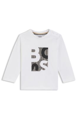 Kids' long-sleeved T-shirt in cotton with logo artwork, Patterned