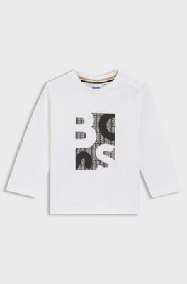 Kids-Longsleeve aus Baumwolle mit Logo-Artwork, Gemustert