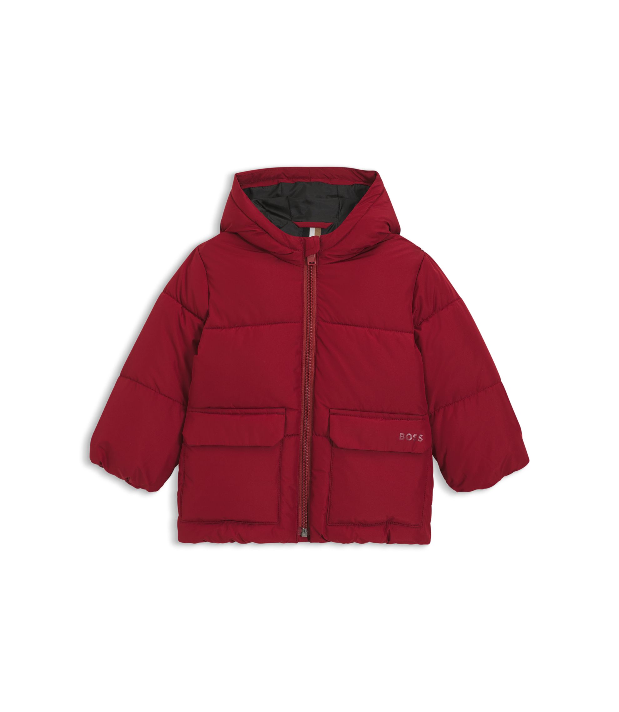 BOSS Doudoune à capuche avec logo imprimé pour enfant Rouge