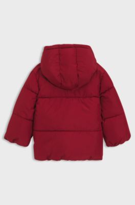Doudoune &agrave; capuche avec logo imprim&eacute; pour enfant, Rouge