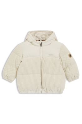 Kids' puffer jacket with corduroy details, Light Beige