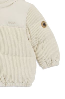 Kids' puffer jacket with corduroy details, Light Beige