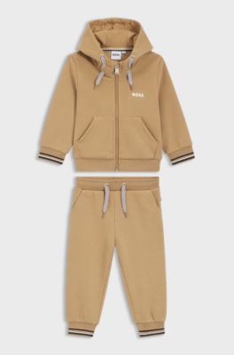 Kids' cotton-blend tracksuit with logo detailing, Brown