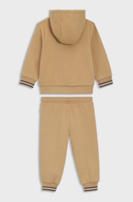 Kids' cotton-blend tracksuit with logo detailing, Brown
