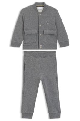 Kids' cotton-blend tracksuit with Double B monogram, Dark Grey