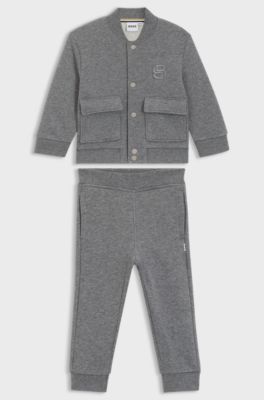Tuta sportiva da bambini in misto cotone con monogramma Double B, Grigio scuro