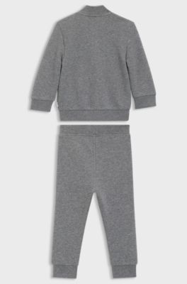 Tuta sportiva da bambini in misto cotone con monogramma Double B, Grigio scuro