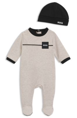 Gift-boxed sleepsuit and hat set for babies, Light Beige