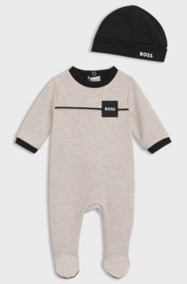 Gift-boxed sleepsuit and hat set for babies, Light Beige
