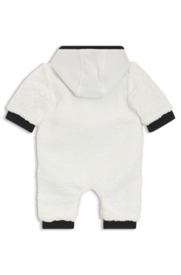 Tuta da neve con cappuccio per neonati in shearling sintetico, Bianco