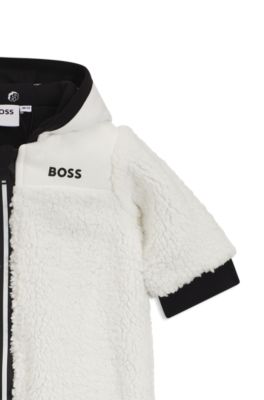 Tuta da neve con cappuccio per neonati in shearling sintetico, Bianco