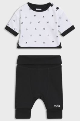 Surv&ecirc;tement r&eacute;versible en coton avec logos pour b&eacute;b&eacute;, Noir