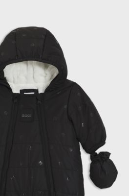 Tuta da neve per neonati con manopole e scarpine rimovibili, Nero