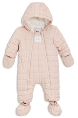 Combinaison de neige &agrave; capuche et doublure en fourrure synth&eacute;tique pour b&eacute;b&eacute;, Rose clair