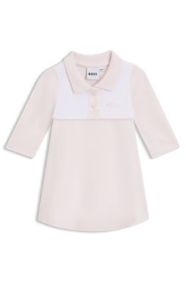 Baby-Kleid aus Stretch-Baumwolle mit Polokragen, Hellrosa