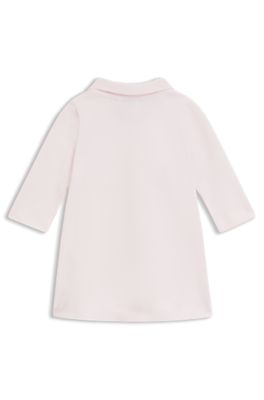 Baby dress in stretch cotton with polo collar, light pink