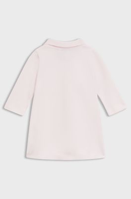 Baby dress in stretch cotton with polo collar, light pink
