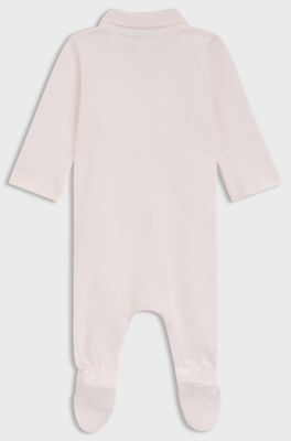 Gift-boxed stretch-cotton sleepsuit for babies, light pink