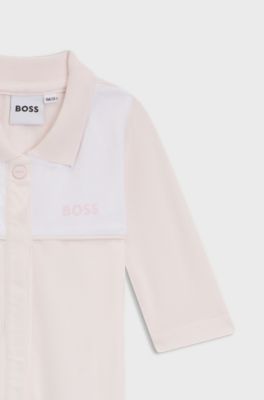 Gift-boxed stretch-cotton sleepsuit for babies, light pink