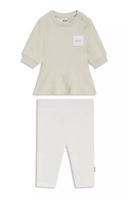 Ensemble robe métallique et legging pour bébé, avec boîte cadeau