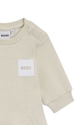 Gift-boxed metallic dress and leggings set for babies, Gold