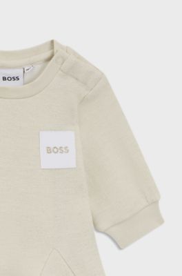 Gift-boxed metallic dress and leggings set for babies, Gold