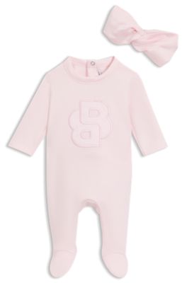 Geschenk-Set aus Baby-Pyjama und -Stirnband, Hellrosa