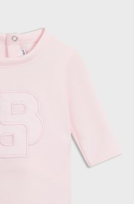 Gift-boxed sleepsuit and headband set for babies, light pink