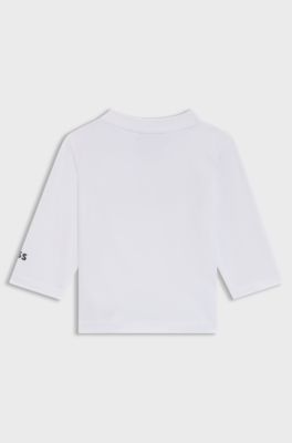 T-shirt voor baby&rsquo;s met lange mouwen en logo-artwork, van stretchkatoen, Wit