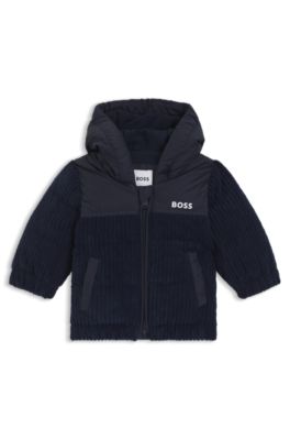 Baby padded jacket with velvet trims, Dark Blue