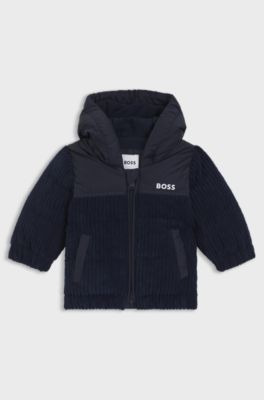 Baby padded jacket with velvet trims, Dark Blue