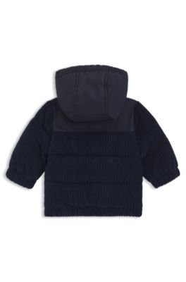 Baby padded jacket with velvet trims, Dark Blue