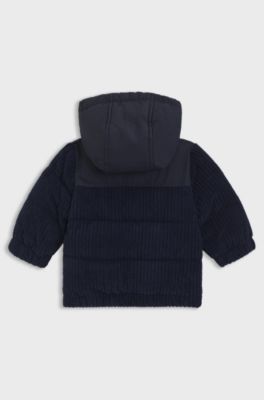 Baby padded jacket with velvet trims, Dark Blue