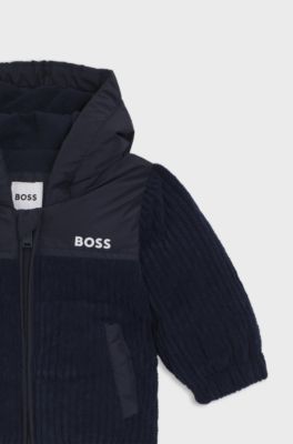 Baby padded jacket with velvet trims, Dark Blue