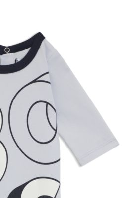 Pagliaccetto da notte per neonati in cotone con grafica con logo, Celeste