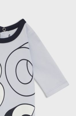 Pagliaccetto da notte per neonati in cotone con grafica con logo, Celeste