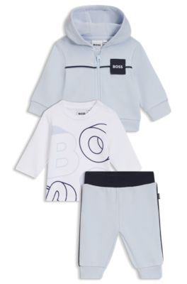 Gift-boxed three-piece tracksuit set for babies, Light Blue