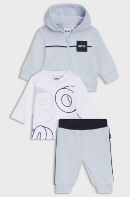 Gift-boxed three-piece tracksuit set for babies, Light Blue