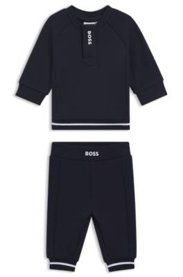 Gift-boxed cotton-blend logo tracksuit for babies