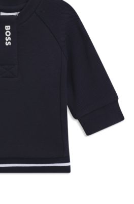 Gift-boxed cotton-blend logo tracksuit for babies, Dark Blue