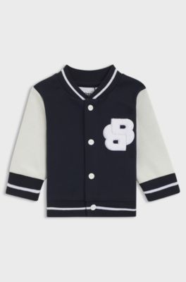 Gift-boxed three-piece logo tracksuit set for babies, Dark Blue