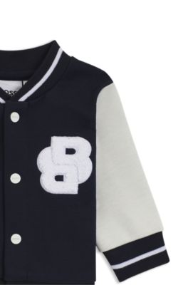 Tuta tre pezzi per neonati con logo in confezione regalo, Blu scuro