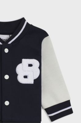 Gift-boxed three-piece logo tracksuit set for babies, Dark Blue