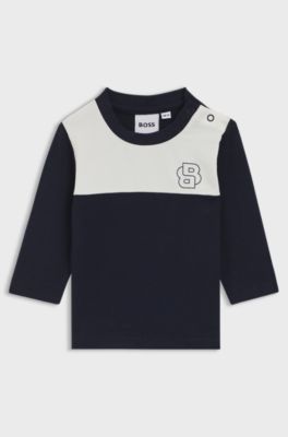 Gift-boxed three-piece logo tracksuit set for babies, Dark Blue