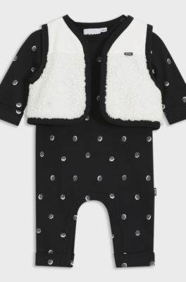 Gift-boxed all-in-one and gilet for babies, Black