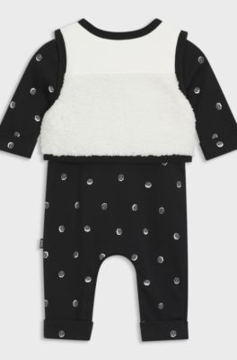 Gift-boxed all-in-one and gilet for babies, Black