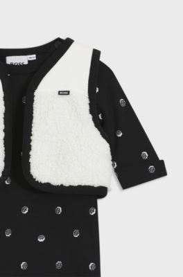 Gift-boxed all-in-one and gilet for babies, Black